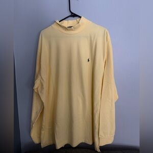Vintage Polo Golf Ralph Lauren Yellow Mock Neck Sweatshirt XXL 100% Cotton